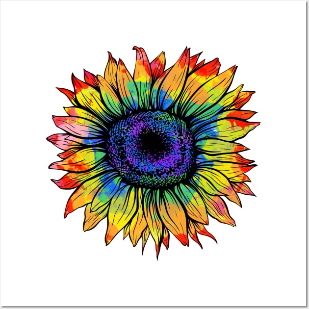 Tie Dye Sunflower Wall Art by PolkaDotsShop